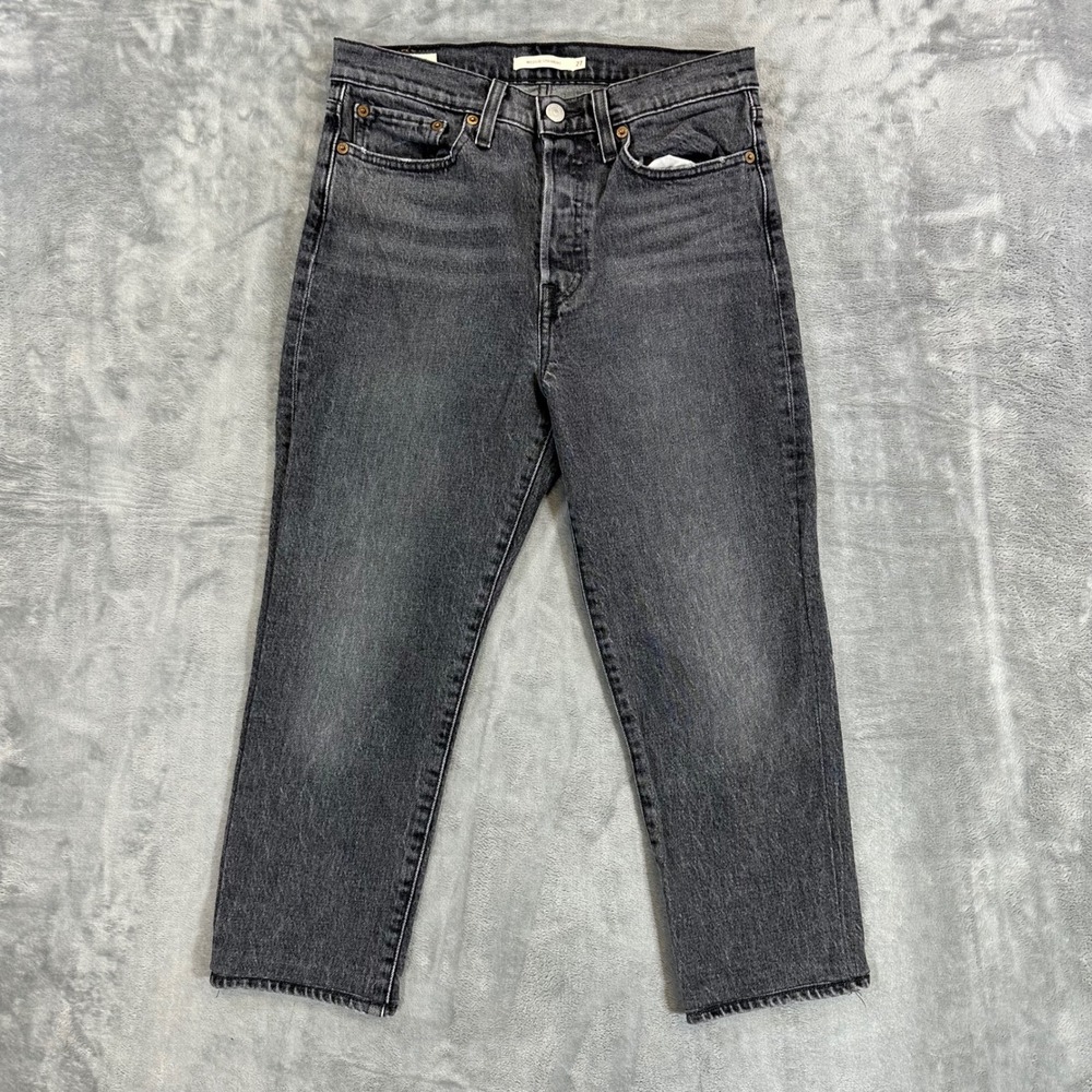 Levi's Premium Wedgie Straight Jeans Womens Size 27 Black High Rise Crop